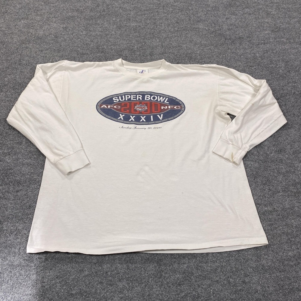 Vintage Super Bowl XXXIV Shirt Long Sleeve Mens XL NFL Football Logo Athletic